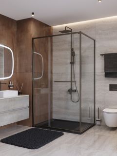 Душевой уголок CEZARES LUX-AH-FS-11-120/80-C-GM оружейная сталь